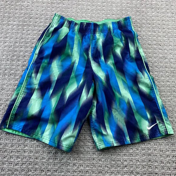 Vintage Nike Swim Trunks Boys Large L 11-13 YRS Blue Green Athletic Shorts - Picture 1 of 13